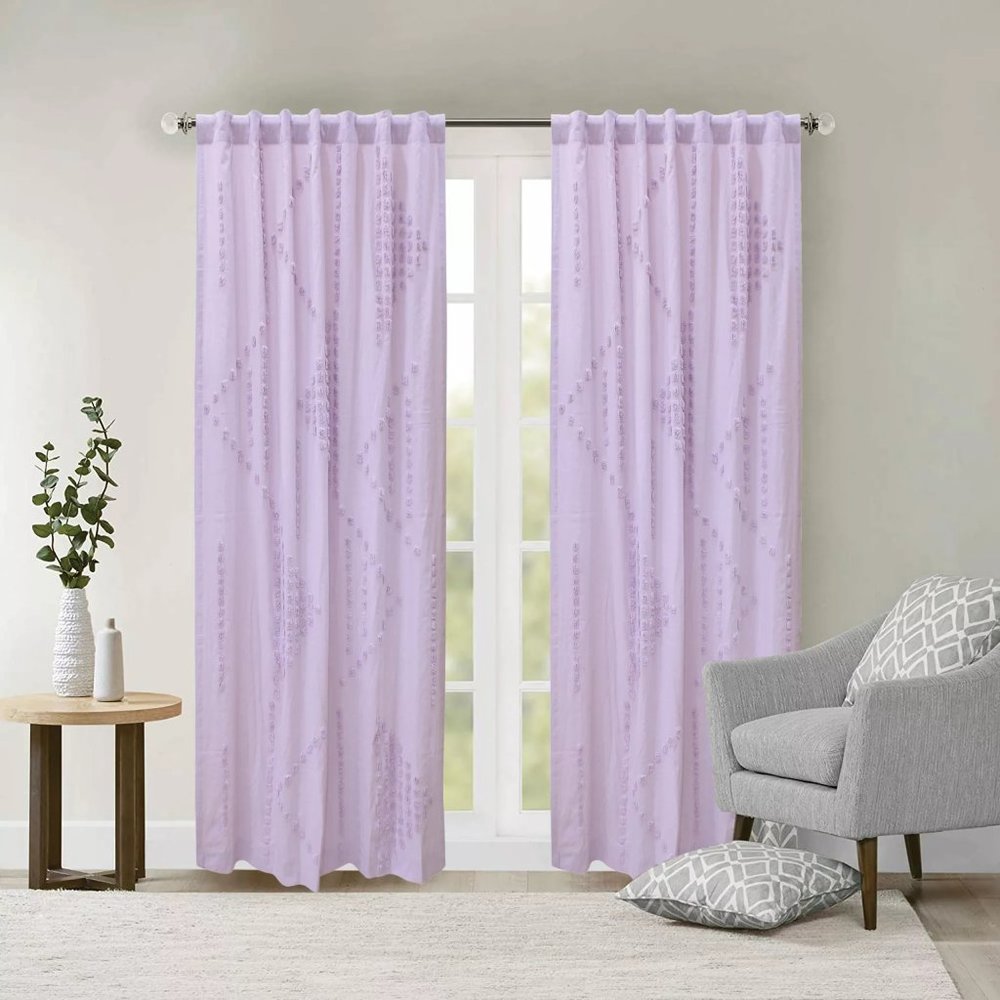 2 new IRIS LAVENDER Wild Sage Michaela 50" x 84" Rod Pocket Window Curtains